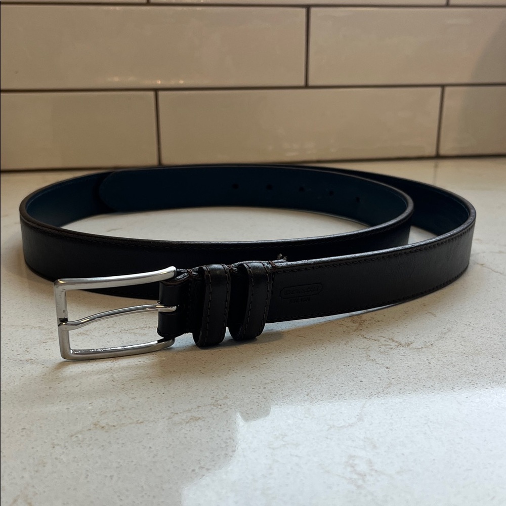 Coach Brown Leather Belt with Blue Interior